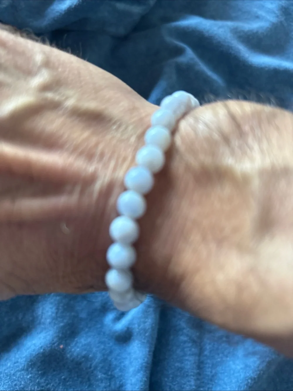 Aquamarine light blue Beaded Stretch Bracelet. Gemstone. 5 to 7 inches.